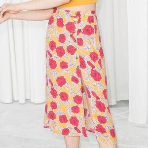 & Other Stories Asymmetrical Button Midi Skirt Size 2/34